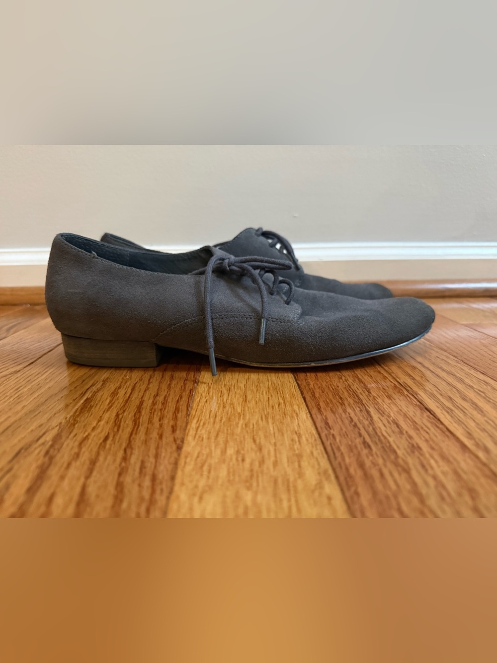 Sam Edelman Vintage Swingdance Grey Suede Leather Oxfords Flat Size 8